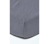 Luxury Soft Plain Linen Deep Fitted Sheet 18 inch Deep Homescapes Dark Grey Single Fitted