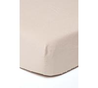 Luxury Soft Plain Linen Deep Fitted Sheet 18 inch Deep Homescapes Natural Single Fitted