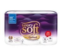 Luxury Soft Quilted Toilet Tissue 12 Long Roll, for Softness and Strength Every time 3 PLY Extra Cushioning & Comfort 12 Long Rolls Lasts Longer