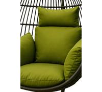 HOMESCAPES Luxury Egg Chair Cushion, Waterproof Hanging Swing Chair Cushion with Removable Headrest & Ties, Thick & Plush Head Pillow for Canopy Swings, Home Garden Patio Indoor Outdoor Use - Green