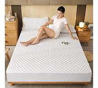 Luxury & Softest Quality Bedding Fitted Sheet King,Pure Color Super Soft Brushed Cotton Thick Bed Sheets,Quilted Mattress Protector for Hotel Bedroom White A 200x220cm (White a Full 150x190cm)