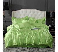 Luxury Solid Color Satin Silk Bedding Set, Natural Amino Acid Silk Sheets, Seamless Hypoallergenic Bedspread, Pearly Luster Soft Silk Sheets, King Size Home Bedding Set (Eight Full 4PCS)