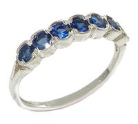Luxury Solid Sterling Silver Vibrant Natural Blue Sapphire Eternity Ring - Size S
