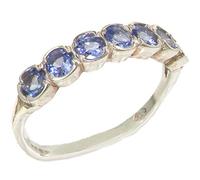 Luxury Solid Sterling Silver Vibrant Natural Tanzanite Eternity Ring - Size R 1/2