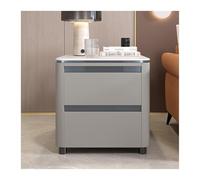 Luxury Solid Wood Square Side Table Large Storage Cabinet Modern Nightstand with Light Stylish Accent Furniture for Living Room and Bedroom