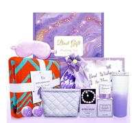 Luxury Spa Gift Baskets for Women - Lavender Relaxing Birthday & Mothers Day Gifts for Mom, Her, Wife, Girlfriend, Sister, Coworker, Basket Care Package w/ Pashmina Shawl 17OZ Tumbler