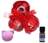 Luxury Spa Gift Set for Women - 3-in-1 Relaxation Pamper Kit with Pure Lavender Essential Oil, Artisan Rose Soap Flowers & Pink Bath Bomb - Premium Birthday, Anniversary or Thinking of You Gift Box