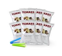Luxury Spanish Crisps Bundle Includes: 8x Torres Crisps Black Truffle (40g each) │ Gluten-Free │Gourmet Truffle-Seasoned Potato Snack │ and 2x Bag Sealer Clips (random colour) by Donny & Dev