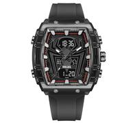 Luxury Spider Man Watch Quartz Watch Large Face Digital Analog Dual Time Display Stopwatch Punk Cool Design Silicon Strap Wrist Watch for Men, Black, spider man watch for men fashion hollow unique