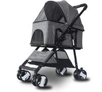 Luxury Split Pet Strollers for Small Medium Dogs/Cats 3 in 1 Cat Stroller Cheap/Pet Suitcase/Car Seat Cradle Detachable Basket Bold Stainless Steel Frame (Pink) (Grey)