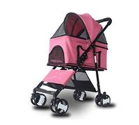 Luxury Split Pet Strollers for Small Medium Dogs/Cats 3 in 1 Cat Stroller Cheap/Pet Suitcase/Car Seat Cradle Detachable Basket Bold Stainless Steel Frame (Black) (Pink)