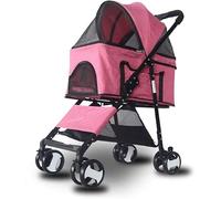 Luxury Split Pet Strollers for Small Medium Dogs/Cats 3 in 1 Cat Stroller Cheap/Pet Suitcase/Car Seat Cradle Detachable Basket Bold Stainless Steel Frame (Pink) (Pink)