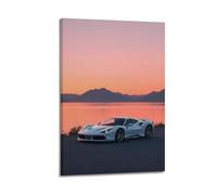 Luxury Sports Car Poster 488 GTB Calm Power Dynamics Lake Reflection Theme Poster Decorative Painting Canvas Wall Posters And Art Picture Print Modern Family Bedroom Decor Posters 20x30inch(50x75cm)