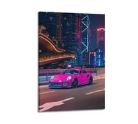 Luxury Sports Car Poster 991 911 GT2 RS Pink German Super Racing Car Decorative Painting Canvas Modern Art Picture 20x30inch(50x75cm)
