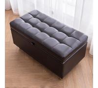 Luxury Square Button Tufted Faux Leather Storage Ottoman Bench 15.7" Footrest Stool for Entryway Living Room BedroomStylish Cube Pouf with Lid