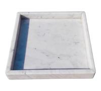 Luxury Square Marble Vanity Tray: Polished 8x8 Decorative Catch-All Tray for Bathroom Kitchen Dresser Makeup Home Organizer, White