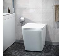 Luxury Square Rimless Back to Wall Toilet Pan with UF Seat White