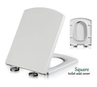Luxury Square Toilet Seat Heavy Duty White Top Quick Release Hinges Bathroom UK