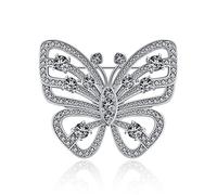 Luxury SSterling Silver Silver Butterfly Rhinestone Zirconbrooch Women's Light Luxury Hollow All-Match Luxury Shiny Inlaid Chest Jewelry