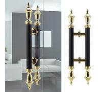 Luxury Stainless Steel Door Pull Handle Set - European Style Black Gold Push Pull Handles for Front Door, Commercial Use, 120cm (47 1/4") - No Lock Needed