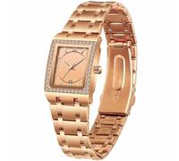 Luxury Stainless Steel Women’s Bracelet Watch - Waterproof Analog Quartz with Diamond Bezel and Calendar Feature (Rose Gold)