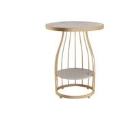 Luxury Stone-Effect Side Table, Compact Sofa End Table for Living Room, Minimalist Round Coffee Table, Movable Balcony Side Cabinet, Stylish Furniture for Couch