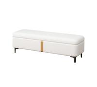 Luxury Storage Bench for Bedroom Long Rectangular Shoe Change Bench White Ottoman Storage Seat Stylish Foot of Bed Furniture Multifunctional Organizer for Shoes and Accessories