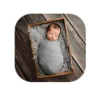 Luxury Stretch Newborn Boy Girl Baby Photography Props Wrap Yarn Cloth Blanket (Grey)