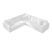 Luxury Stretch Velvet Corner Sofa Cover - Non-Slip 7-Seater Slipcovers Soft Fur Protector Fits 1/5/6/7 Seat Sofas Elegant White (3 PCS)