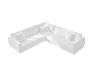 Luxury Stretch Velvet Corner Sofa Cover - Non-Slip 7-Seater Slipcovers Soft Fur Protector Fits 1/5/6/7 Seat Sofas Elegant White (3 PCS)