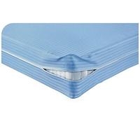 Luxury Stripe Mattress Protector, Easy Care Anti Bed Bug & Dust Mite Polycotton Breathable Zipped Mattress Encasement 30cm Deep Zipper Cover All Round Protection, (Blue-KING)
