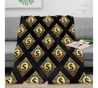 Luxury Style 3D Printed Money Pattern Blanket Microfiber Home Decor Currency Symbol Throw Blanket for Sofa Bedroom 40x50(100x130cm)