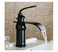 Luxury Style Bagno Bacino Lavandino Rubinetto in Ottone Massiccio Olio strofinato Bronzo Con Rosa D'oro Tap Cascata(Nero)