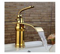 Luxury Style Bagno Bacino Lavandino Rubinetto in Ottone Massiccio Olio strofinato Bronzo Con Rosa D'oro Tap Cascata Easy to Install(Gold)
