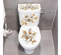 Luxury-Style Magnolia Toilet Sticker with Gold Foil Pattern and Delicate Pearl-Like Texture for Smooth Adhesion