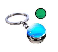 Luxury Sun System Planets Luminous Keychain Glass Ball Pendant Funny Key Ring Glow In The Dark Key Chain/Symbolizing Wealth Success Neptune Large