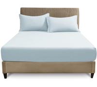 Luxury Super King Bedding, Cosy Plain Dyed Bedding Super King Bed Sheets, Non Iron Polycotton Super King Fitted Sheet, Sky Blue