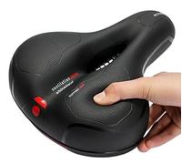 Luxury Super Soft Gel Bike Saddle Seat Foam, Wide Comfort Big Bum Cushion, Double Spring Shockproof Design, Ergonomic MTB Road Bicycle Replacement Seat, Highly Reflective Black Red