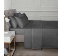 (King, Grey) Percale 10" Fitted Sheet 25cm Soft Durable Bedding Polycotton 180TC