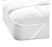 Luxury Super Soft Sherpa Fleece Teddy Mattress Topper - Thermal Bed Protector 3cm Thick Enhancers, Fluffy Stitch Elastic Corner Straps 2Inch Deep Fitted Toppers Warm Cosy White Sheet (King)