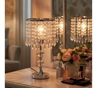Luxury Table Lamp with Iron Base and a Crystal-Beaded Shade