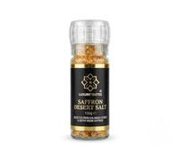 Luxury Tastes Saffron Desert Salt Grinder (100g) - Premium Kalahari Salt Double-Infused with 1g Pure Super Negin Saffron Threads - Refillable Gourmet Spice Mill - Luxury Salt for Steaks & Seafood
