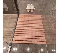 Luxury Teak Wood Bath Mat for Sauna & Outdoor Shower Foldable 60x95cm (24x37.4in) Stylish Wooden Bathroom Decor & Protector Durable & Water Resistant