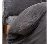 Luxury Teddy Bear Fleece Duvet Cover Set - Sherpa Warm Cosy Bedding with Pillowcase - Soft Thermal Bedding for Ultimate Winter Comfort - 100% Polyester - Easy Care (Dark Grey, Single)
