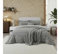 Luxury Teddy Cord Design Bedding Set Ultra Soft Cozy Stylish Comfort Silver