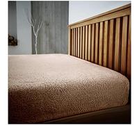 Luxury Teddy Fleece Fitted Sheet, Warm & Cosy Bed Linen Fluffy Plain Bedding Super Soft Kingsize Bedsheet, Mink