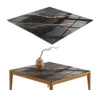 Luxury Tempered Glass Table Top Living Room Marble Veins In Design Square 60cm