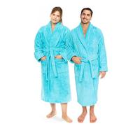 Luxury Terry Cloth Hotel Bathrobe - Premium 100% Turkish Cotton Robe Unisex - Blue -