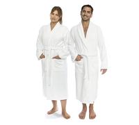 Luxury Terry Cloth Hotel Bathrobe - Premium 100% Turkish Cotton Robe Unisex - White -