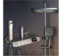 Luxury Thermostatic Shower System with Digital Temperature Display | High Pressure Rainfall Showerhead Mixer Set | Complete Bathroom Shower Kit for Ultimate Relaxation
